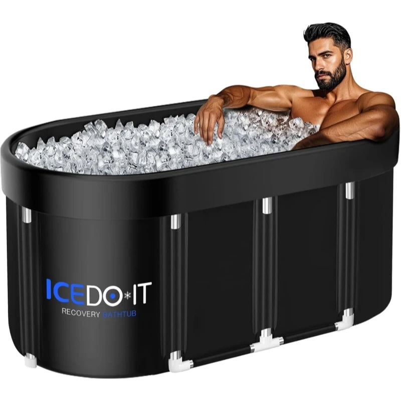 PVC Large Oval Ice Bath Tub 117 CM for Athletes Post-Exercise Recovery Portable Bathtub for Home Gyms Indoor Outdoor use