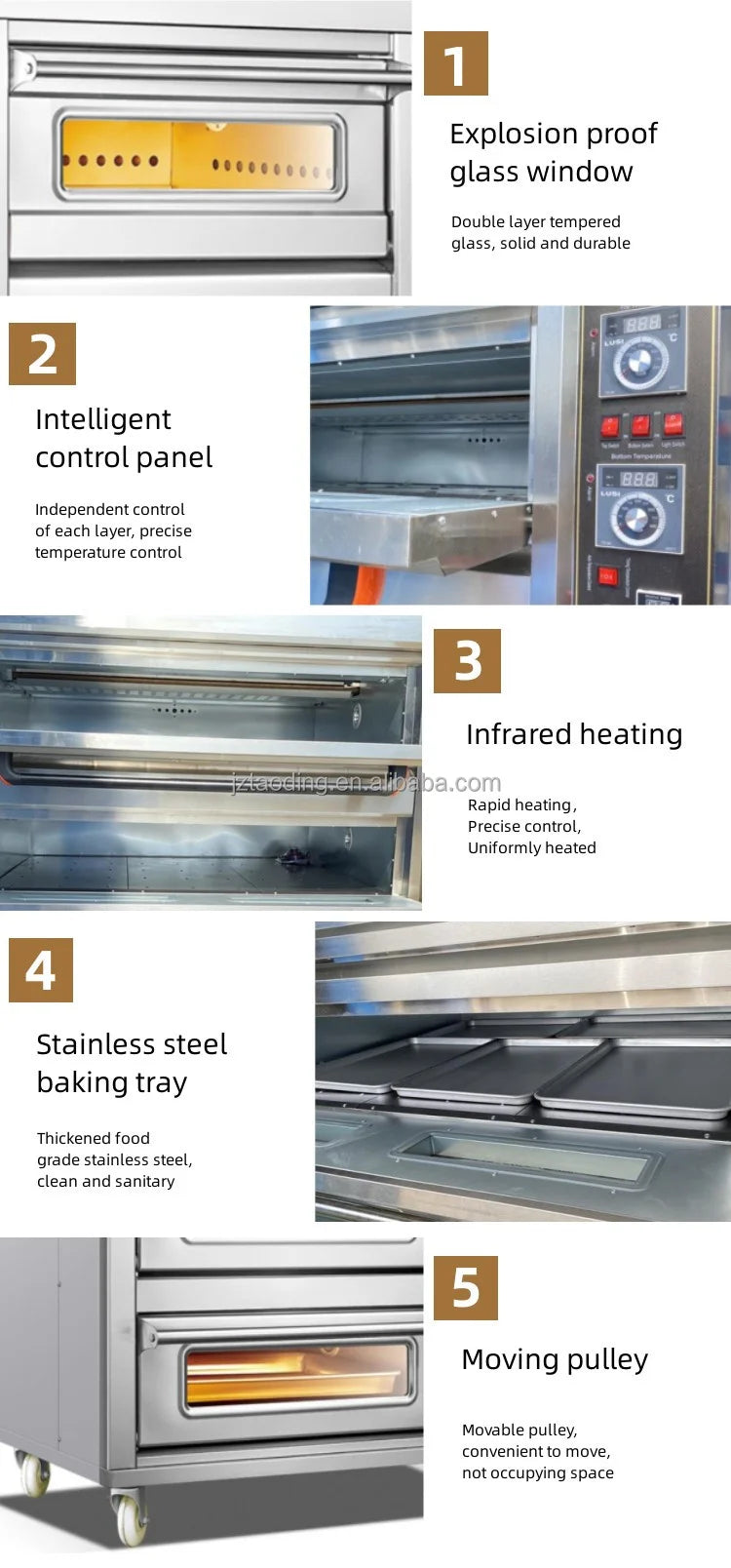 3 Deck 6 Trays Commercial Kitchen Oven Toaster Bakery Machine Equipment Pizza Baking Oven Electric Bread Cake Deck Oven