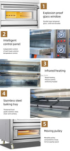 3 Deck 6 Trays Commercial Kitchen Oven Toaster Bakery Machine Equipment Pizza Baking Oven Electric Bread Cake Deck Oven