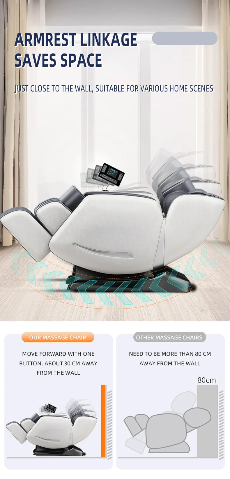 AS-100 Automatic Home Full Body Airbag Kneading  Massag Chair Electric Zero Gravity Massage Chair with Bluetooth Voice Control