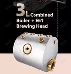 Classic E61 Brewing Group Head Coffee Machine with 9 Bar Pressure Multifunctional Commercial Espresso Coffee Maker for Cafe Shop