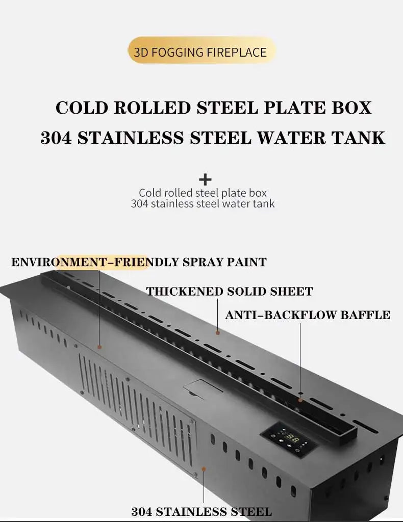 Water Vapor Fireplace Recessed Multicolour Realistic Atomized Flame 3d Electric Fireplace with Auto Water Control and Remote
