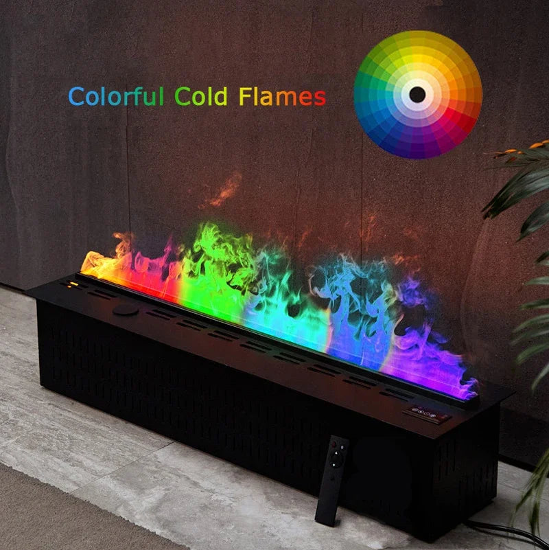 Electric LED Fireplace 3D Flame Water Vapor Steam Fire Place Auto Fill & Drain Fake Flame Fireplace for Living Room Home Decor