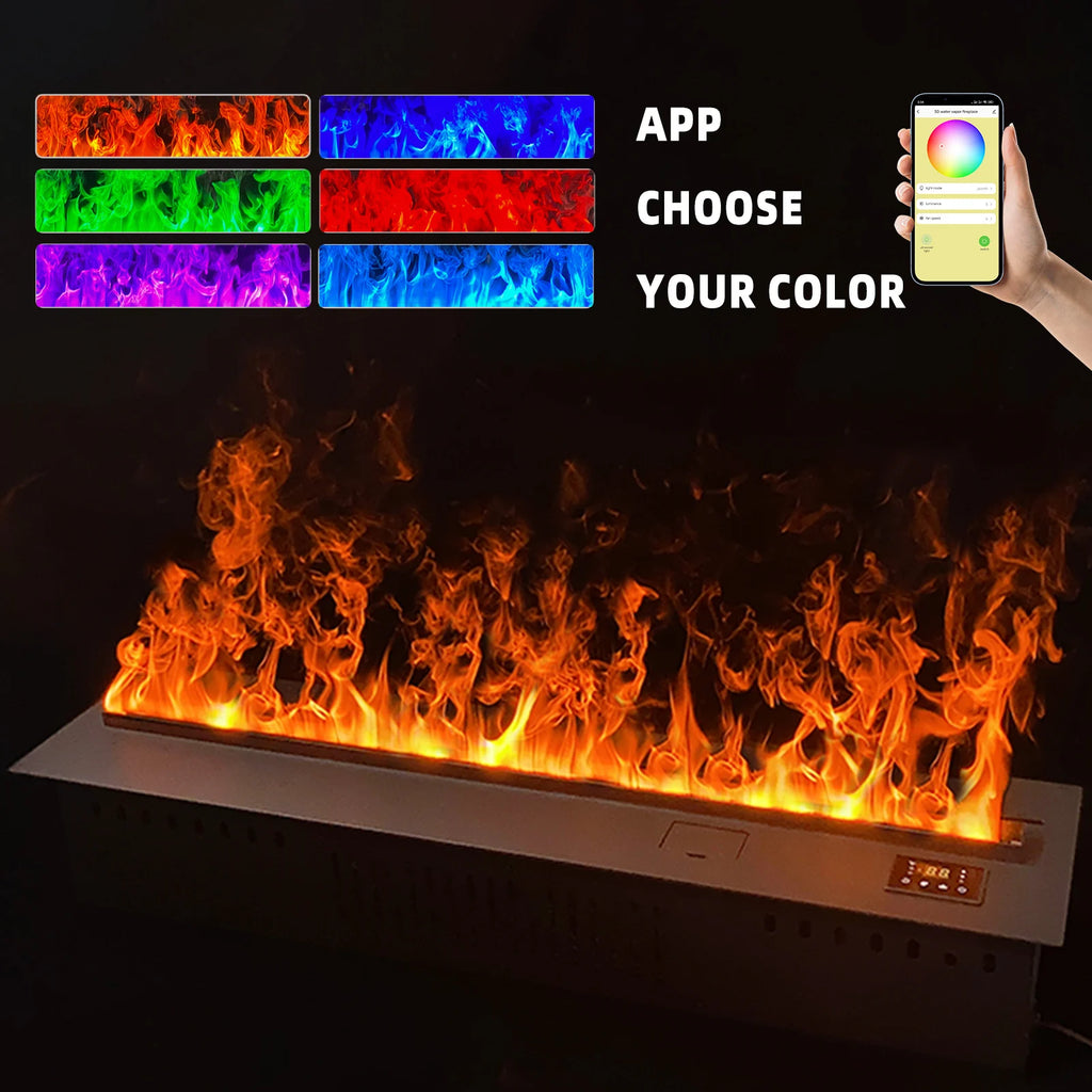 Water Vapor Fireplace Recessed Multicolour Realistic Atomized Flame 3d Electric Fireplace with Auto Water Control and Remote