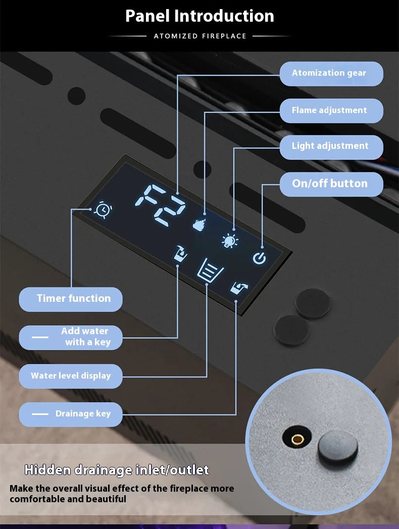 800mm Atomizing Fireplace For Living Room Multi-color Fake Flame Electronic Fireplace Home Remote Control Water Steam Fireplace