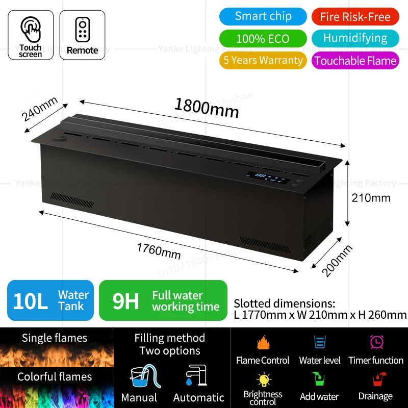 3D Water Electric Fireplace Mist Fireplace Embedded Realistic Mist Flame Remote Control APP Interior Decoration Steam Fireplace