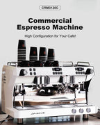 Commercial Coffee Maker CRM3120C Dual Head Coffee Machine, Independent Multi Boiler System, Adjustable Extraction Temperature