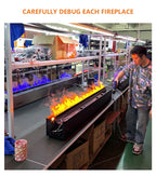 Smart 3D Atomizing Electric Fireplace - Colorful LED Steam Flame, App & Remote Control, Humidifier