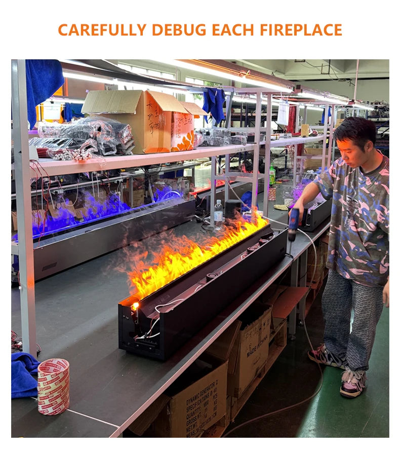 Smart 3D Atomizing Electric Fireplace - Colorful LED Steam Flame, App & Remote Control, Humidifier