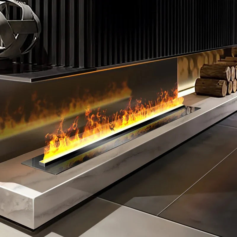 Electric LED Fireplace 3D Flame Water Vapor Steam Fire Place Auto Fill & Drain Fake Flame Fireplace for Living Room Home Decor