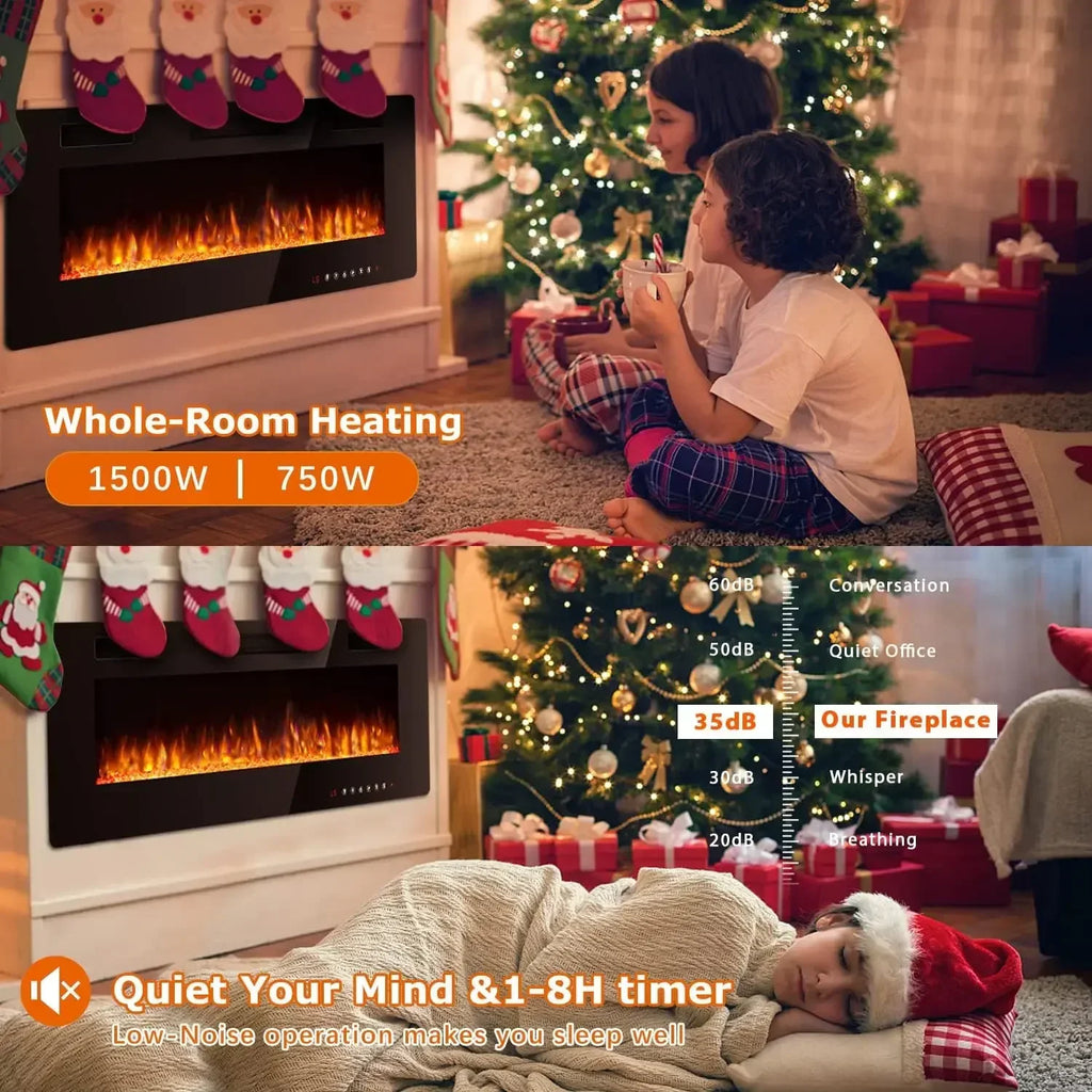 [Discounted Price!]72 inch Ultra-Thin Electric Fireplace in-Wall Recessed and Wall Mounted Fireplace Heater,Timer,Low Noise, Rem