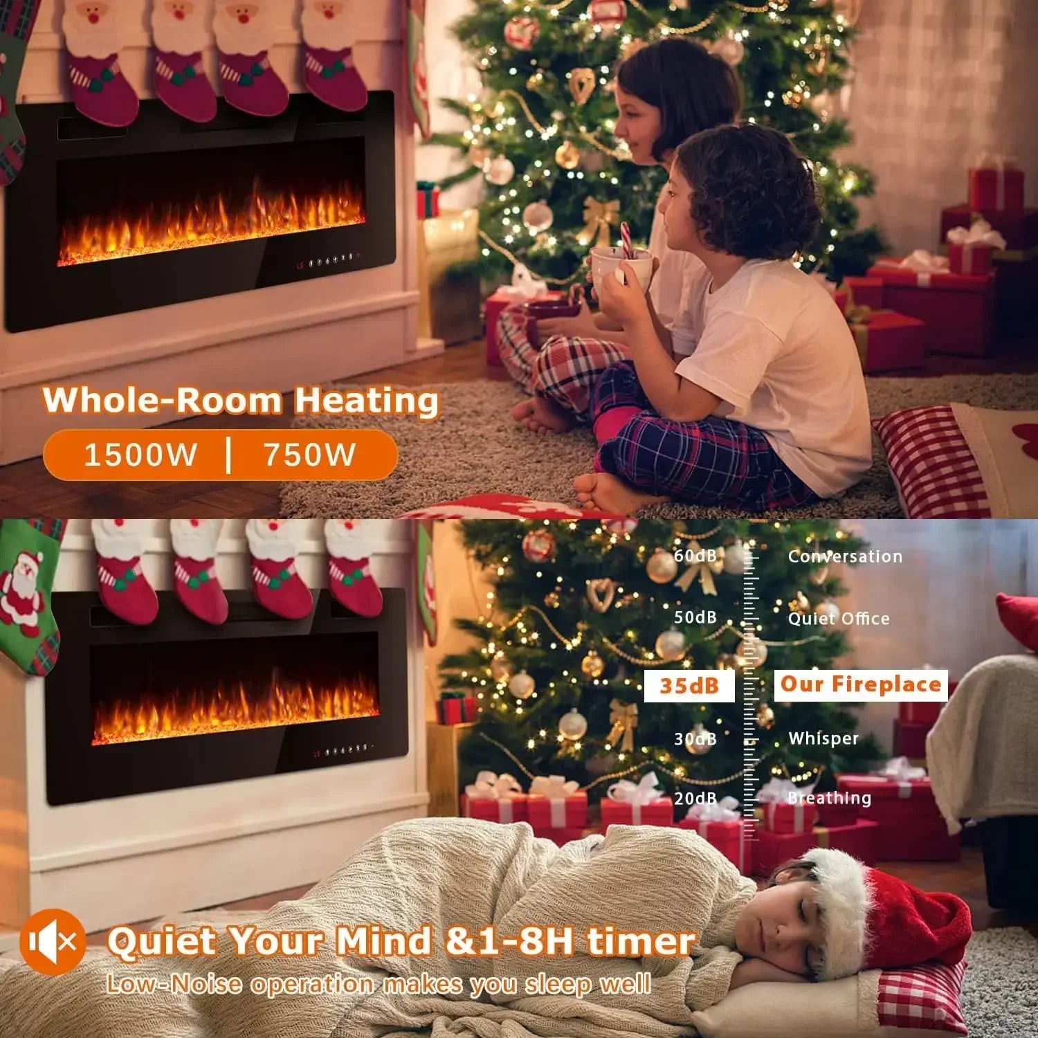 [Discounted Price!]72 inch Ultra-Thin Electric Fireplace in-Wall Recessed and Wall Mounted Fireplace Heater,Timer,Low Noise, Rem