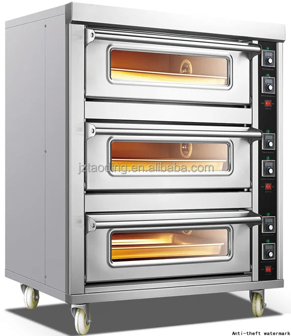 3 Deck 6 Trays Commercial Kitchen Oven Toaster Bakery Machine Equipment Pizza Baking Oven Electric Bread Cake Deck Oven