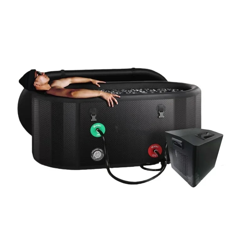 Inflatable Black Portable Oval Cold Plunge Ice Bath Tub with Pump for Cold Water Therapy Recovery