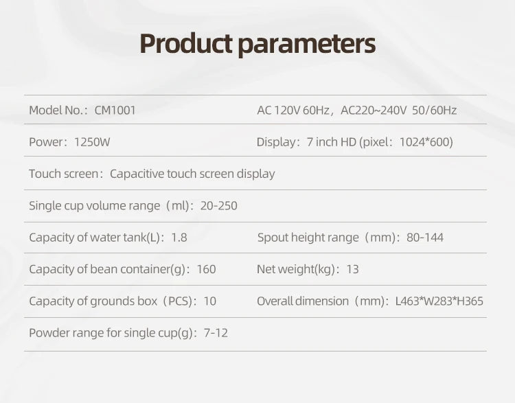 Coffee Machine Cappuccino Americano Espresso Latte Cafetera Fully Automatic Machine