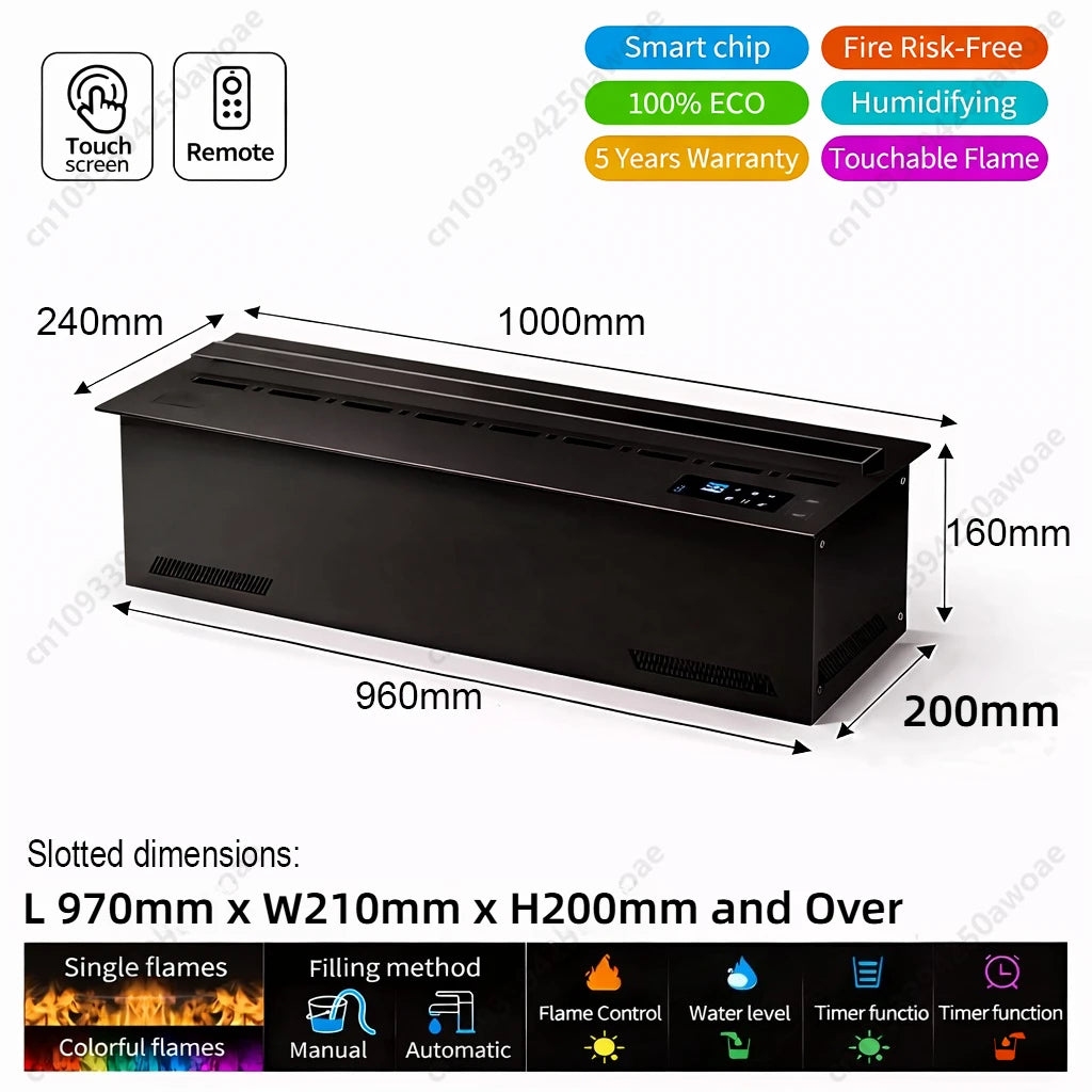 Water Electric Fireplace 3D Mist Fireplace Embedded Realistic Mist Flame Remote Control APP Interior Decoration Steam Fireplace