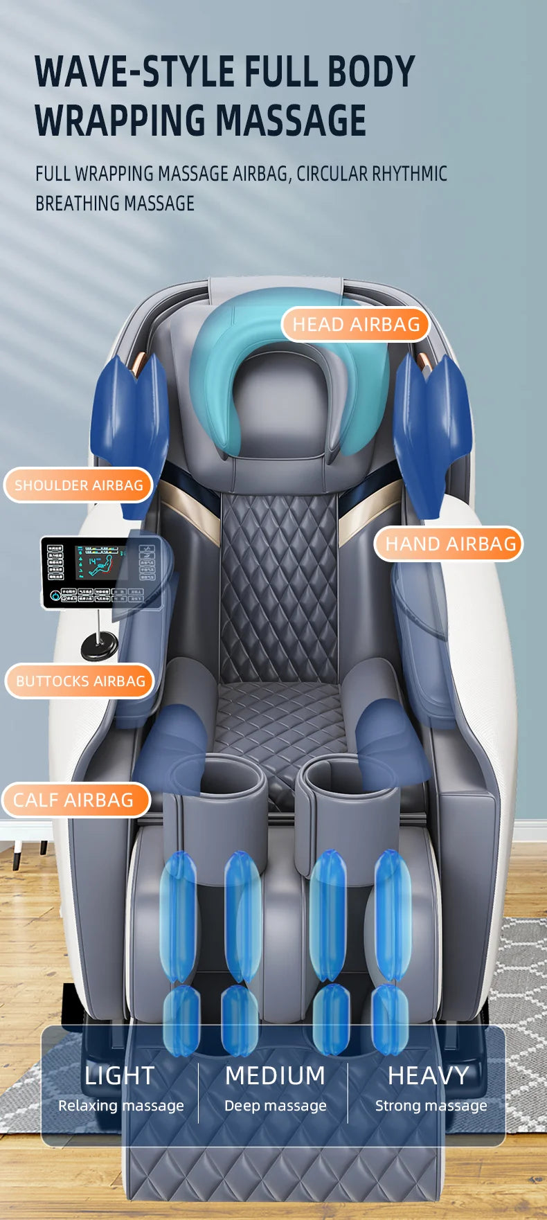 AS-100 Automatic Home Full Body Airbag Kneading  Massag Chair Electric Zero Gravity Massage Chair with Bluetooth Voice Control