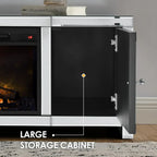%a Mirrored Fireplace TV Stand with LED Light Modern Entertainment Center
