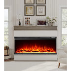 3Sided View Electric Fireplace Insert with Minimalist Mantel Design for Modern Living Spaces Features 12 Color Flame Effect Dua