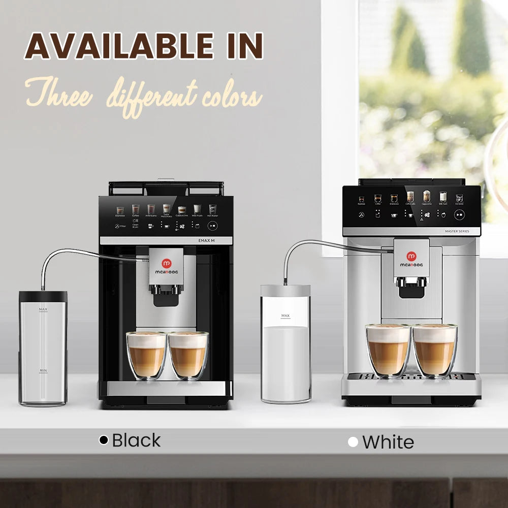 Mcilpoog M3 Automatic Espresso Coffee Machine ，Built-In Milk Frother & Tank, 7 Coffee Varieties, Touchscreen