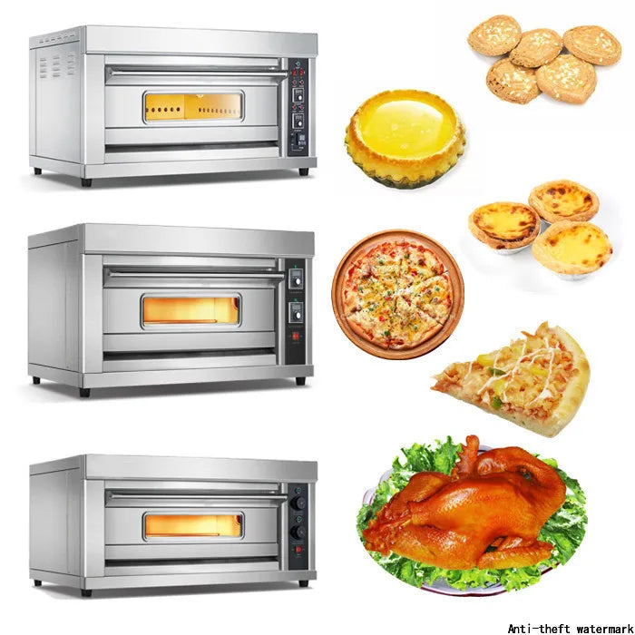 3 Deck 6 Trays Commercial Kitchen Oven Toaster Bakery Machine Equipment Pizza Baking Oven Electric Bread Cake Deck Oven