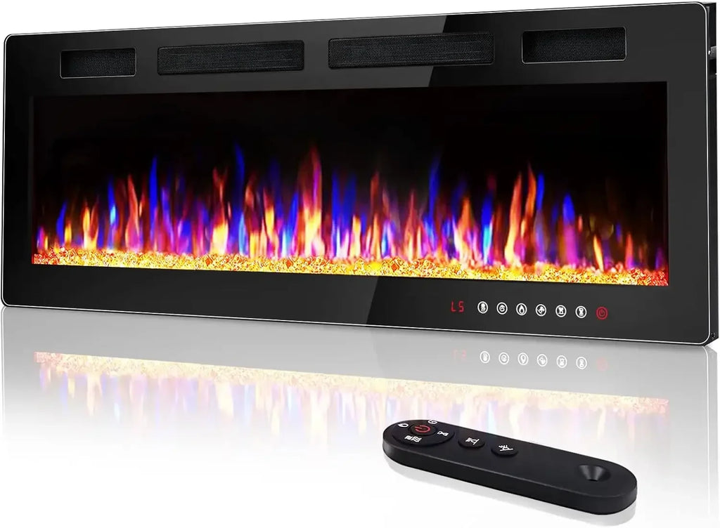 [Discounted Price!]72 inch Ultra-Thin Electric Fireplace in-Wall Recessed and Wall Mounted Fireplace Heater,Timer,Low Noise, Rem