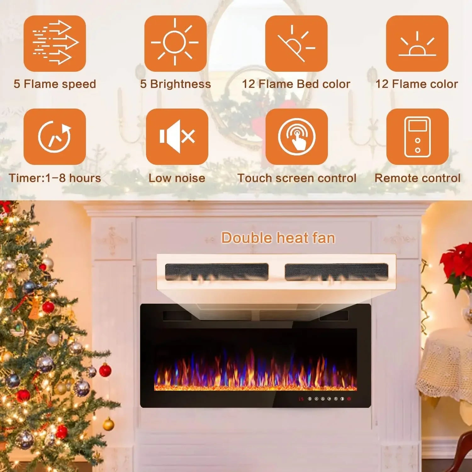 [Discounted Price!]72 inch Ultra-Thin Electric Fireplace in-Wall Recessed and Wall Mounted Fireplace Heater,Timer,Low Noise, Rem