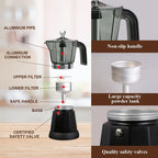 480W Electric Coffee Maker 300ml/6 Cups Home Aluminum Mocha Pot Portable Electric Italian Coffee Maker Percolator for Home Black