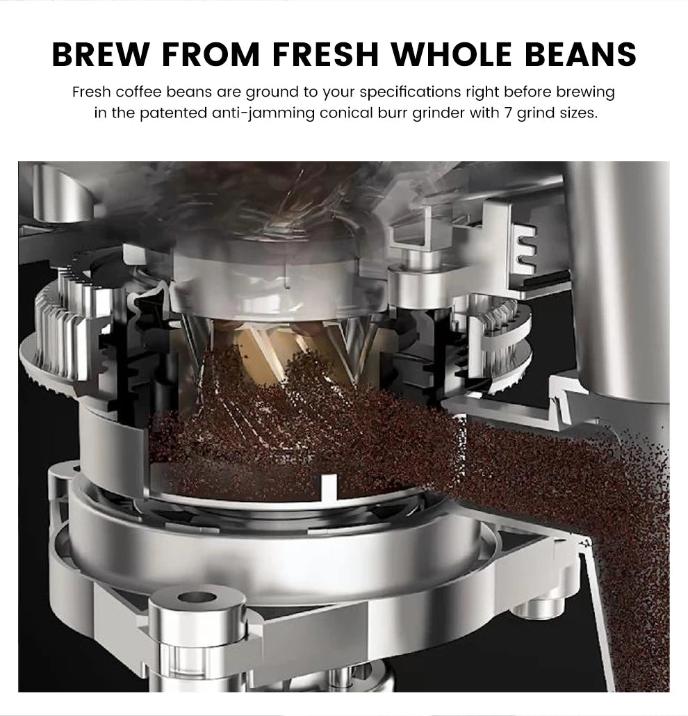 Mcilpoog M3 Automatic Espresso Coffee Machine ，Built-In Milk Frother & Tank, 7 Coffee Varieties, Touchscreen