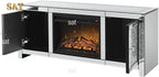 %a Mirrored Fireplace TV Stand with LED Light Modern Entertainment Center