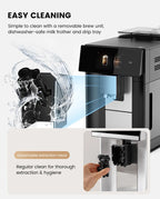 Mcilpoog M3 Automatic Espresso Coffee Machine ，Built-In Milk Frother & Tank, 7 Coffee Varieties, Touchscreen