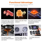 Commercial Coffee Maker CRM3120C Dual Head Coffee Machine, Independent Multi Boiler System, Adjustable Extraction Temperature