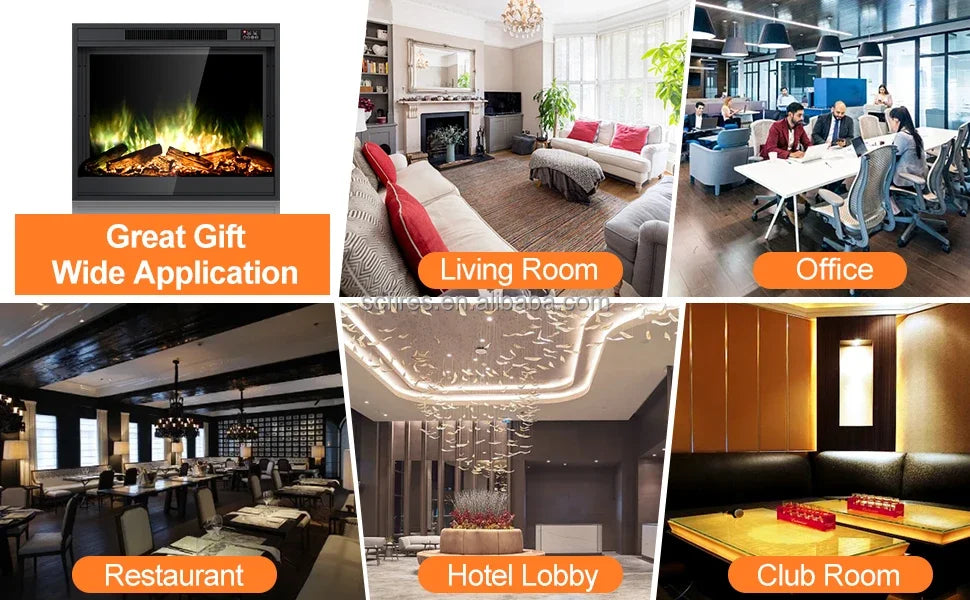 Electric FireplaceTV Stand RGB Electric Fireplace Heater 750w/1500w Wall Recessed Electric 24 Inch Square Fireplace UKCA/ETL/CE/