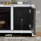 %a Mirrored Fireplace TV Stand with LED Light Modern Entertainment Center
