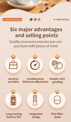 All-in-One Coffee Maker Travel-Friendly Handheld Espresso Machine with Built-in Grinder Mini Pour over Cup for Home And Outdoor
