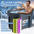 Portable 130 Gallons Ice Bath Tub with Insulated Lid, Foldable Cold Plunge Therapy Tank for  Hot Cold Water Tub ，ice bath bucket