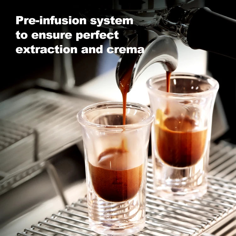 Commercial Coffee Maker CRM3120C Dual Head Coffee Machine, Independent Multi Boiler System, Adjustable Extraction Temperature