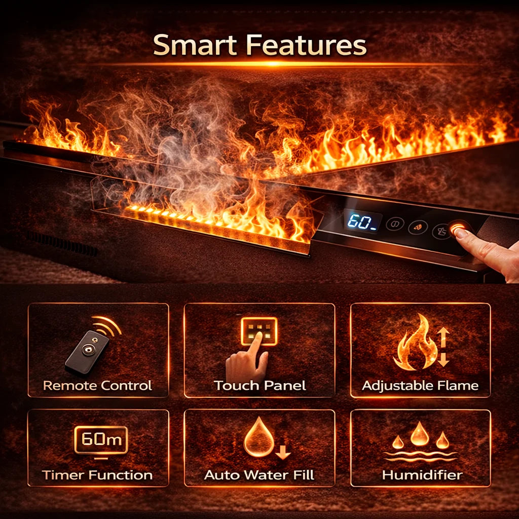 Water Electric Fireplace 3D Mist Fireplace Embedded Realistic Mist Flame Remote Control APP Interior Decoration Steam Fireplace