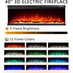 3Sided View Electric Fireplace Insert with Minimalist Mantel Design for Modern Living Spaces Features 12 Color Flame Effect Dua