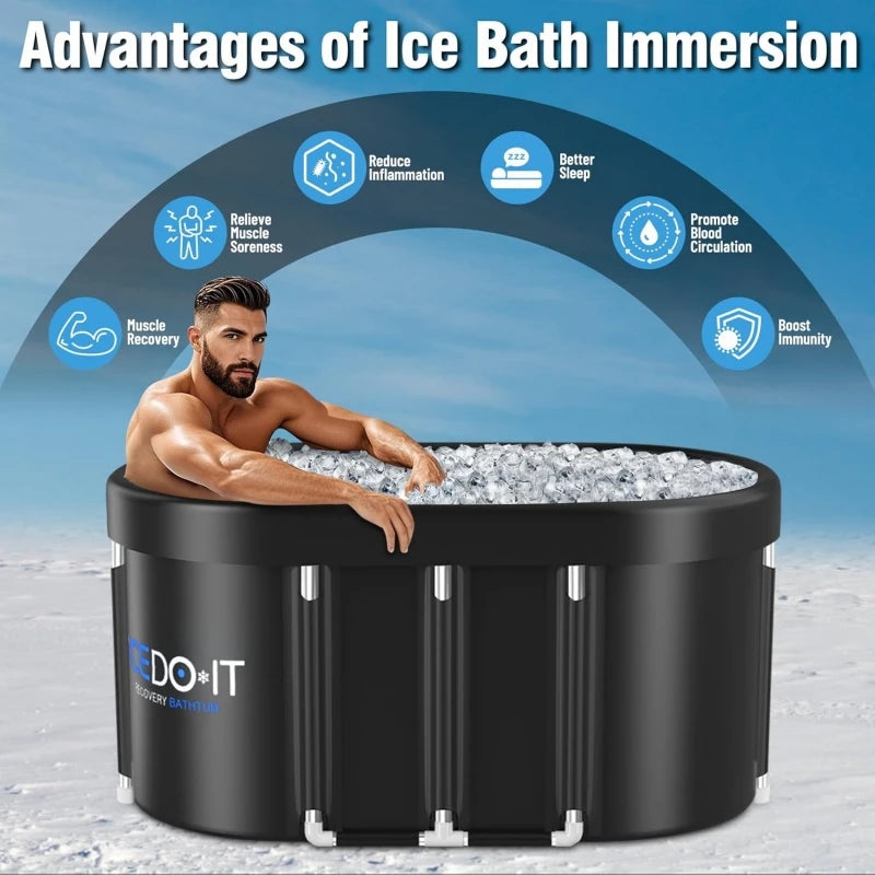 PVC Large Oval Ice Bath Tub 117 CM for Athletes Post-Exercise Recovery Portable Bathtub for Home Gyms Indoor Outdoor use