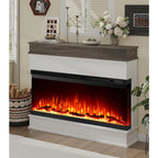 3Sided View Electric Fireplace Insert with Minimalist Mantel Design for Modern Living Spaces Features 12 Color Flame Effect Dua