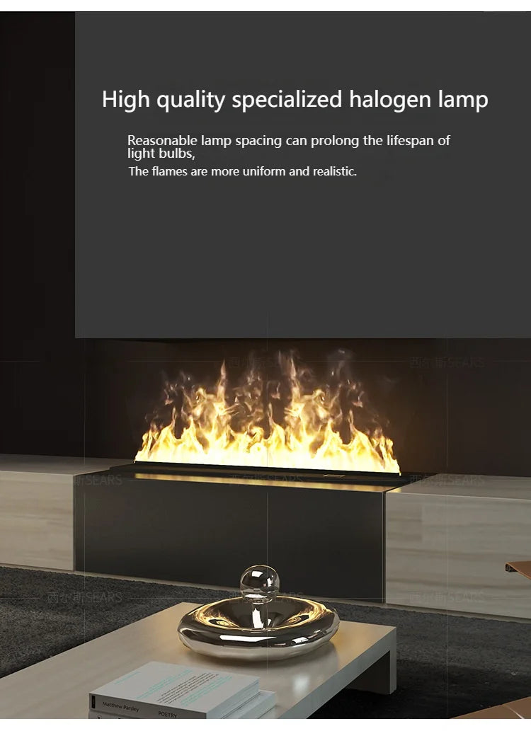 Netflix Fireplace |Smart Silent Mist Fireplac Silent Humidifier + Crackling Sound | No Gas/Wood Needed | 5-Year Warranty