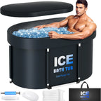 Portable 130 Gallons Ice Bath Tub with Insulated Lid, Foldable Cold Plunge Therapy Tank for  Hot Cold Water Tub ，ice bath bucket