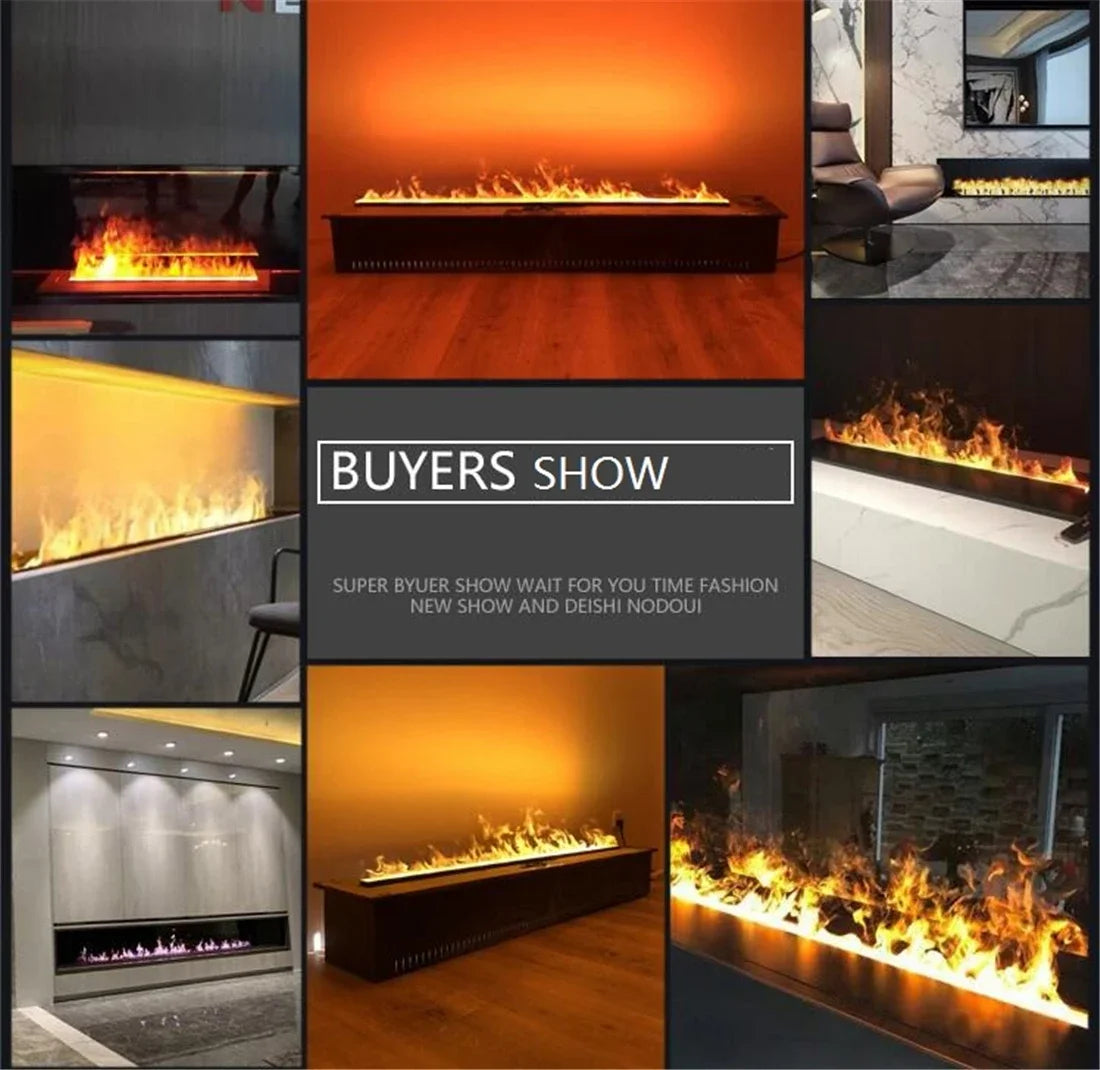 Electric LED Fireplace 3D Flame Water Vapor Steam Fire Place Auto Fill & Drain Fake Flame Fireplace for Living Room Home Decor