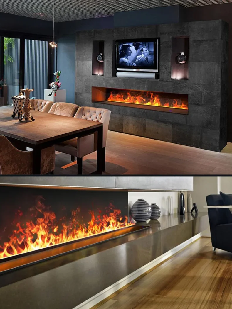 Electric LED Fireplace 3D Flame Water Vapor Steam Fire Place Auto Fill & Drain Fake Flame Fireplace for Living Room Home Decor